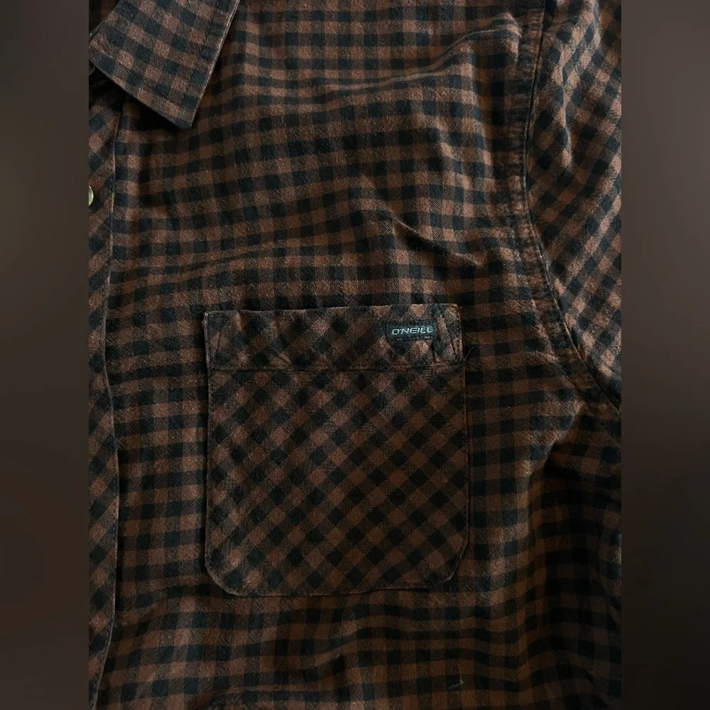 O’neill surf long sleeve black/brown check - large